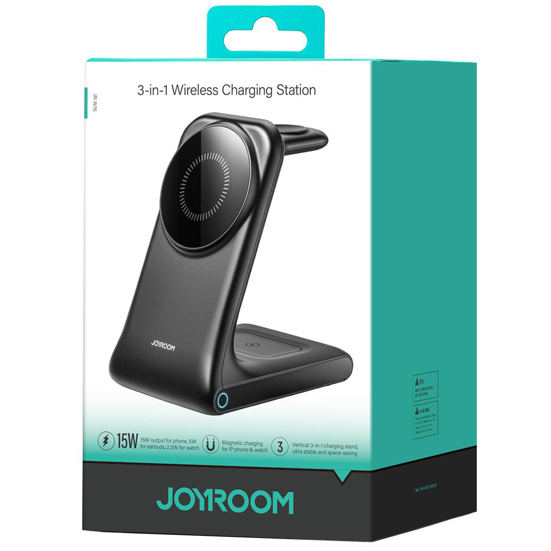 Drahtloses Netzladegerät Joyroom JR-W15 3in1, 15W, 1.67A, Schwarz
