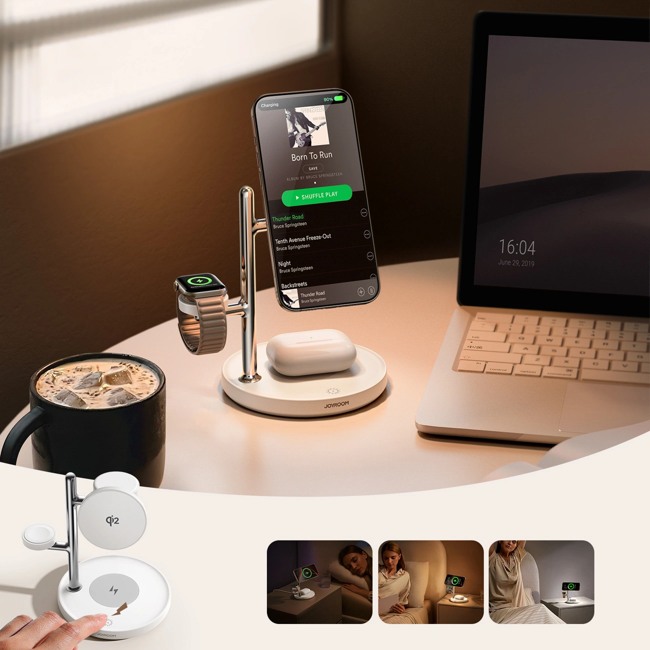 Joyroom JR-W23 3in1 Wireless-Netzladegerät, 15W, 1.67A, Weiß