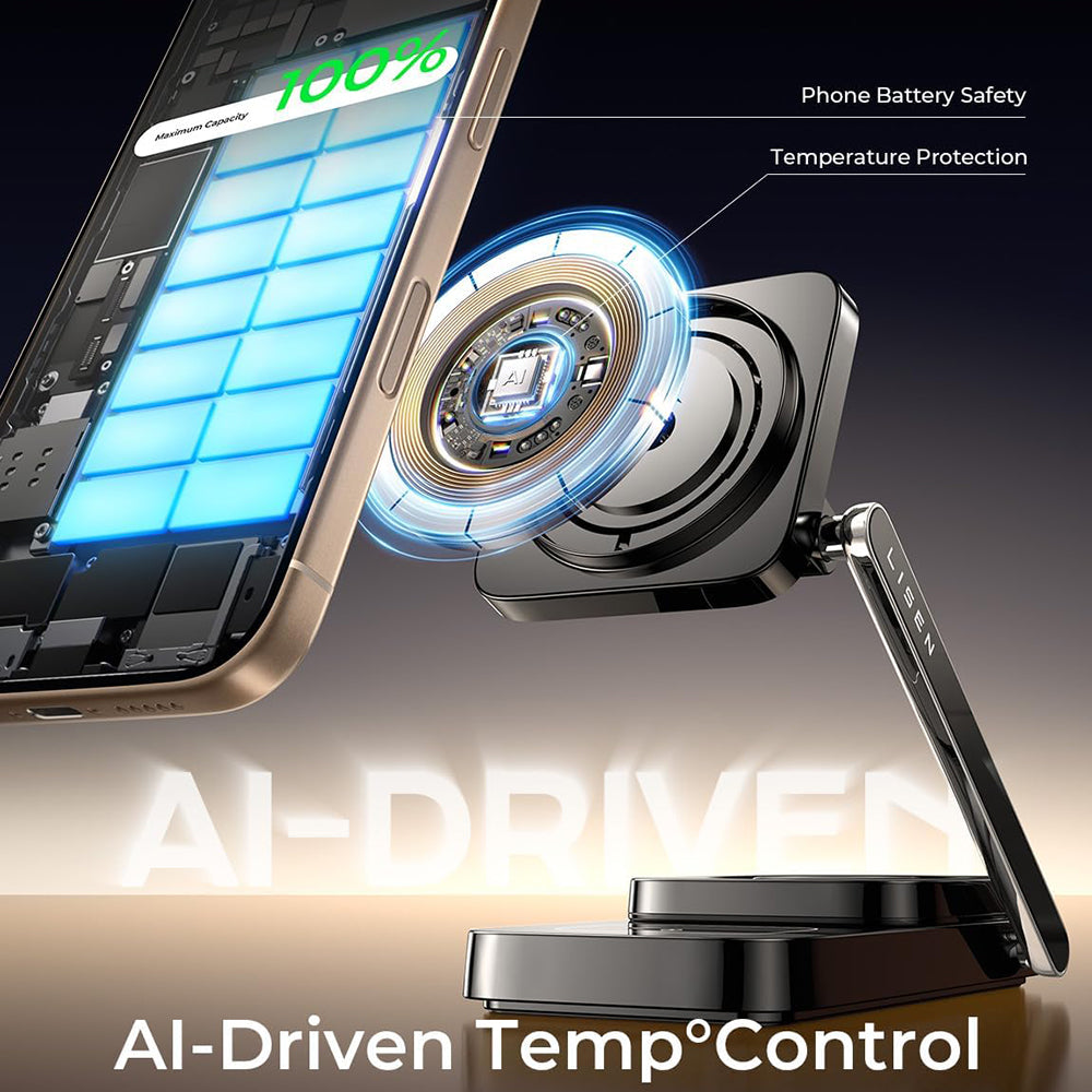 Lisen 3in1 Wireless Netzladegerät, 15W, 1.67A, Schwarz YL0424010003