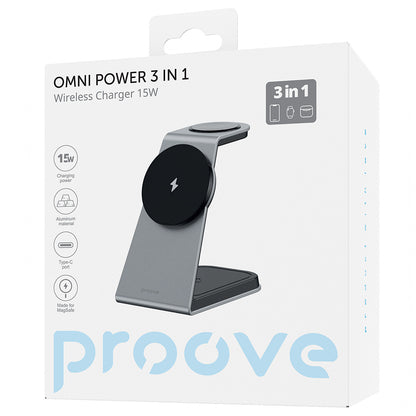 Wireless Netzladegerät Proove Omni Power 3in1, 15W, 1.67A, Grau WSOP15020003