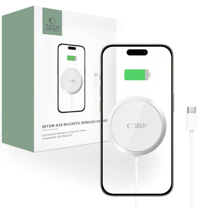 Tech-Protect Wireless Network Charger QI15W-A34, 15 W, 1,67 A, Weiß