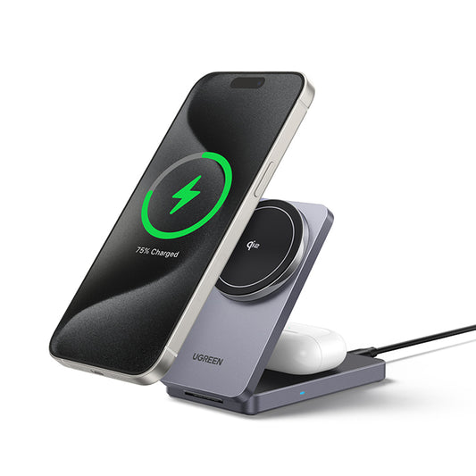 UGREEN W706 2in1 Wireless Netzladegerät, 20W, 1.67A, Schwarz