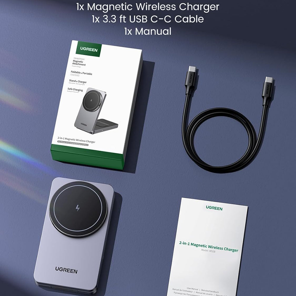 UGREEN W528 2in1 Wireless Netzladegerät, 20W, 1.67A, Schwarz