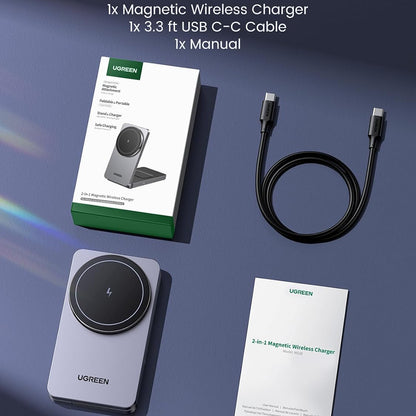 UGREEN W528 2in1 Wireless Netzladegerät, 20W, 1.67A, Schwarz