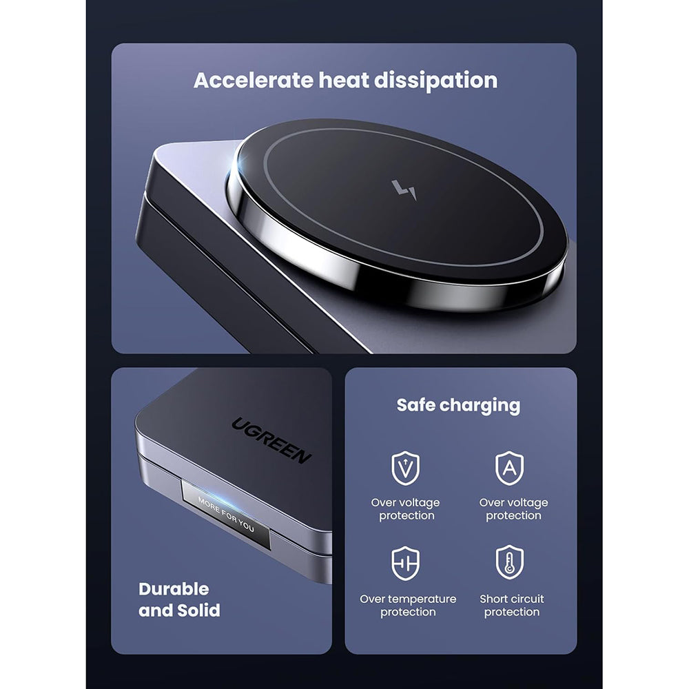 UGREEN W528 2in1 Wireless Netzladegerät, 20W, 1.67A, Schwarz