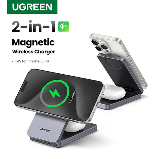 UGREEN W706 2in1 Wireless Netzladegerät, 20W, 1.67A, Schwarz