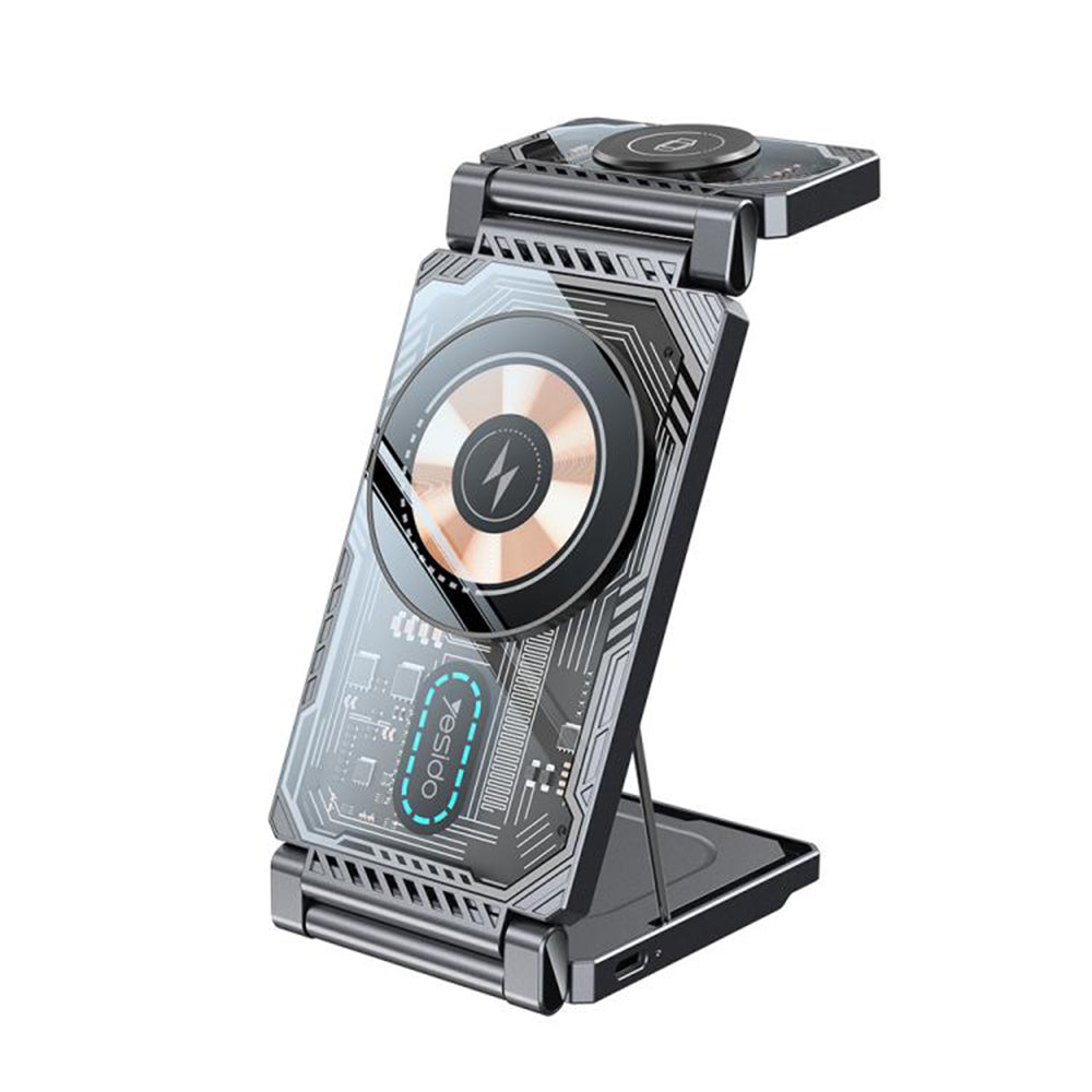 Drahtloses Netzladegerät Yesido DS25 3in1, 15W, 1.67A, Schwarz