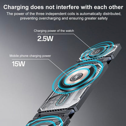 Drahtloses Netzladegerät Yesido DS25 3in1, 15W, 1.67A, Schwarz