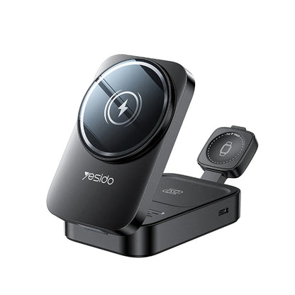 Drahtloses Netzladegerät Yesido DS27 3in1, 15W, 1.67A, Schwarz