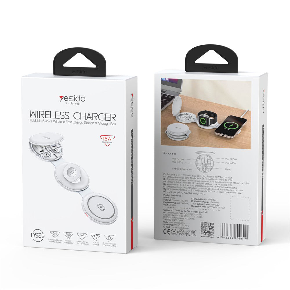 Wireless Netzladegerät Yesido DS29 5in1, 15W, 1.67A, Weiß