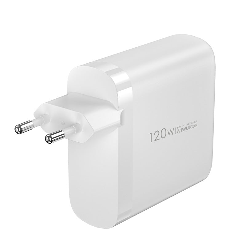 WiWu Wi-U020 Netzwerkladegerät, 120 W, 3 A, 1 x USB-A – 3 x USB-C, Weiß