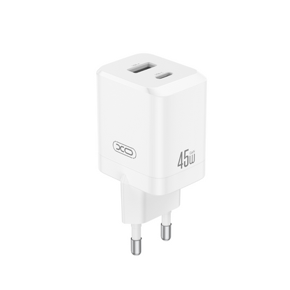 Netzladegerät XO Design CE36, 45W, 3A, 1 x USB-A - 1 x USB-C, Weiß