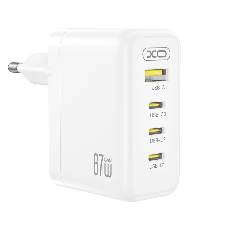 Netzteil XO Design CE39, 67W, 3A, 1 x USB-A - 3 x USB-C, Weiß