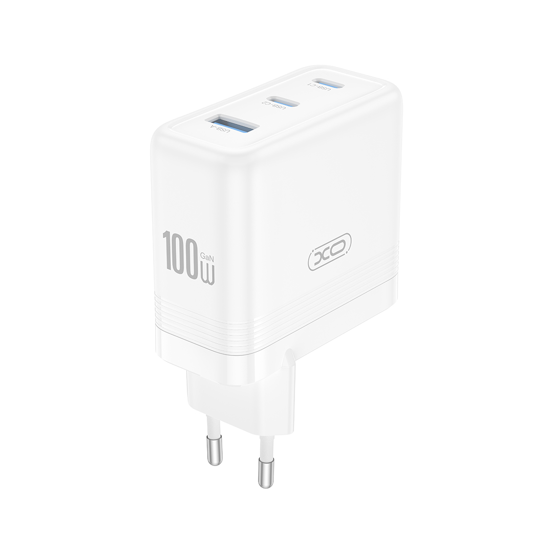 XO Design CE35 Network Charger, 100W, 5A, 1 x USB-A - 2 x USB-C, White