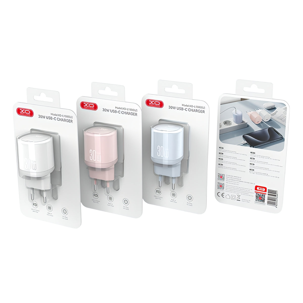 Netzladegerät XO Design L150, 30W, 3A, 1 x USB-C, Weiß