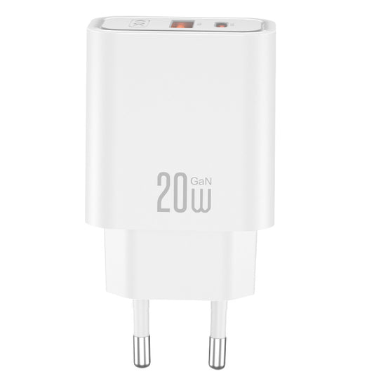 XO Design CE40 Network Charger, 20W, 3A, 1 x USB-A - 1 x USB-C, White