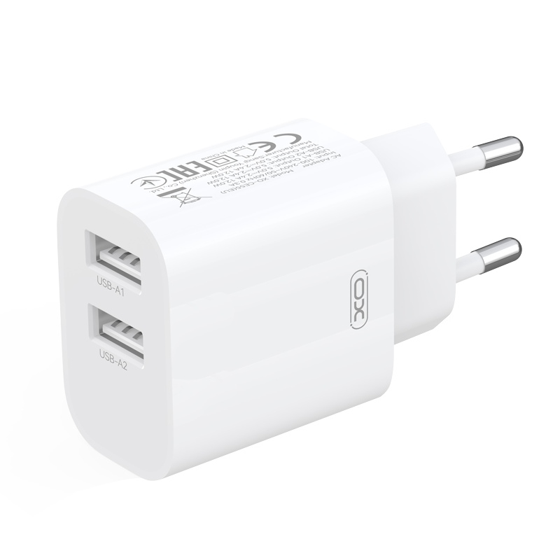 XO Design CE55 Netzladegerät, 12 W, 2,4 A, 2 x USB-A, Weiß