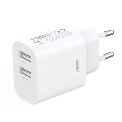 XO Design CE55 Netzladegerät, 12 W, 2,4 A, 2 x USB-A, Weiß