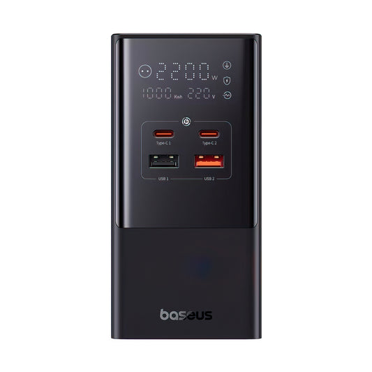 Baseus PowerCombo Tower Ladestation, 100W, 5A, 2 x Schuko - 2 x USB-A - 2 x USB-C, Schwarz E00023609113-00