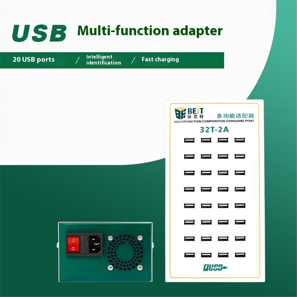 Ladestation Best 32T-2A, 2A, 32 x USB-A, Weiß