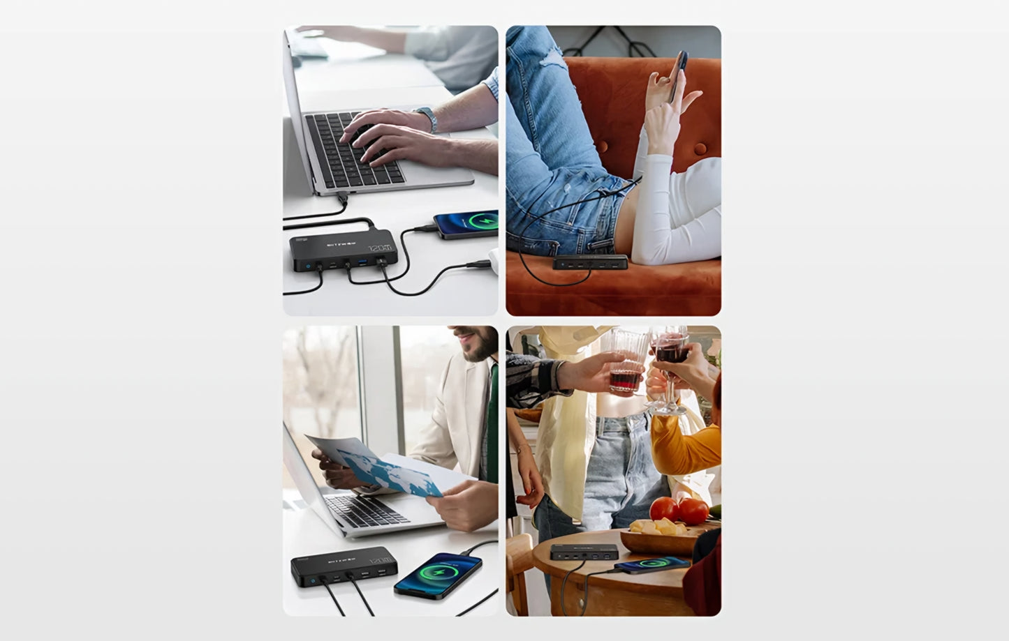 Ladestation BlitzWolf BW-i100, 120W, 5A, 2 x USB-A - 3 x USB-C, Schwarz