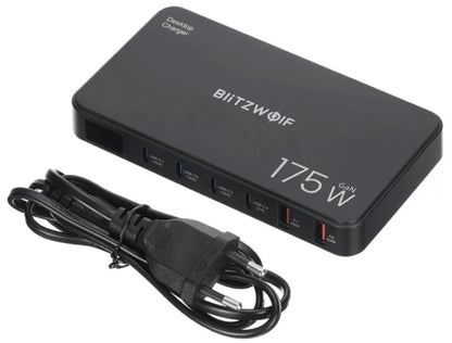 Ladestation BlitzWolf BW-S30, 175W, 5A, 2 x USB-A - 4 x USB-C, Schwarz