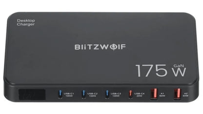 Ladestation BlitzWolf BW-S30, 175W, 5A, 2 x USB-A - 4 x USB-C, Schwarz