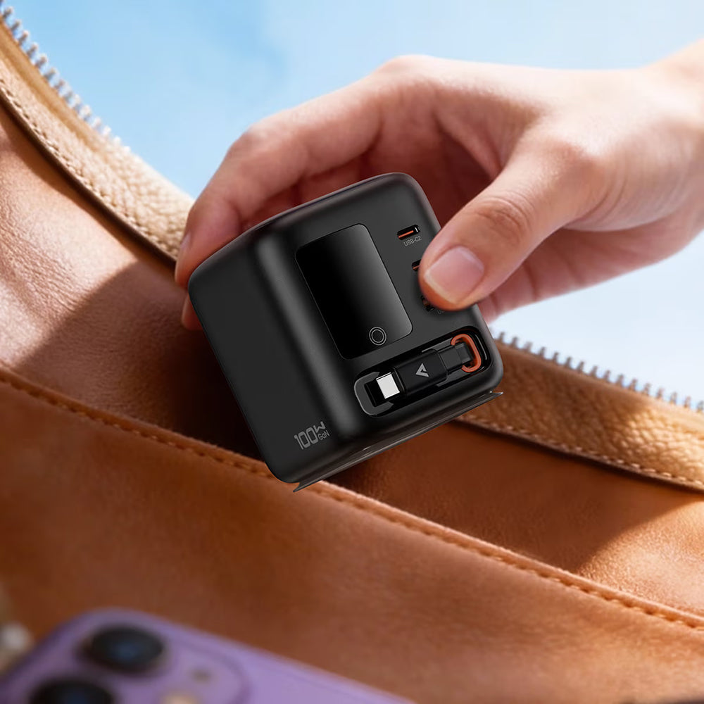 Ladestation mit USB-C-Kabel Acefast Z10, 100W, 1 x USB-A - 2 x USB-C, Schwarz
