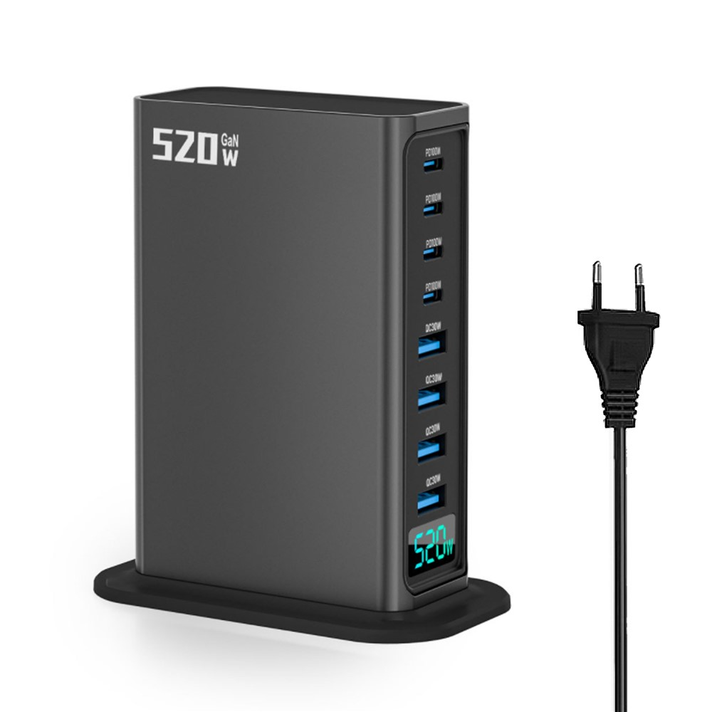 OEM Ladestation Ladegerät, 520W, 5A, 4 x USB-A - 4 x USB-C, Grau