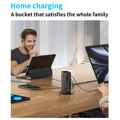 OEM Ladestation Ladegerät, 520W, 5A, 4 x USB-A - 4 x USB-C, Grau