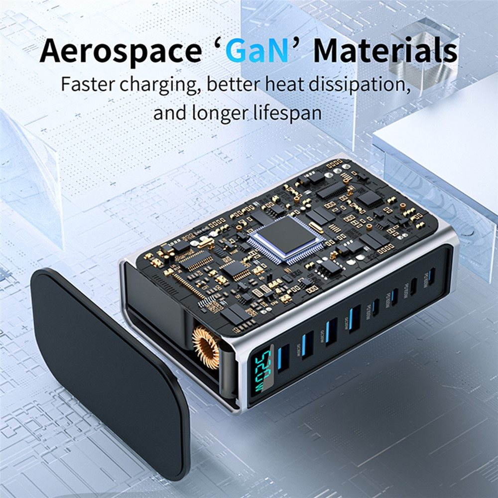 OEM Ladestation Ladegerät, 520W, 5A, 4 x USB-A - 4 x USB-C, Grau