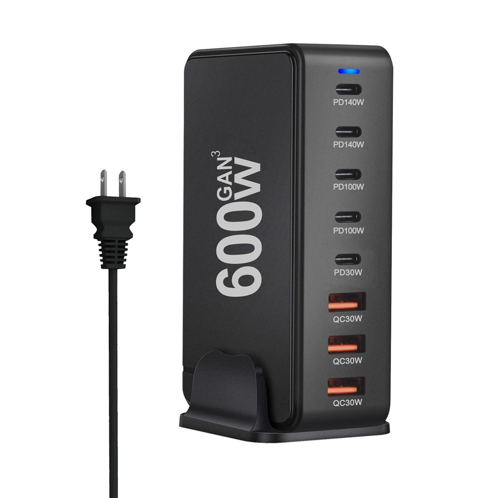 OEM Ladestation Ladegerät, 600W, 4 x USB-A - 4 x USB-C, Schwarz