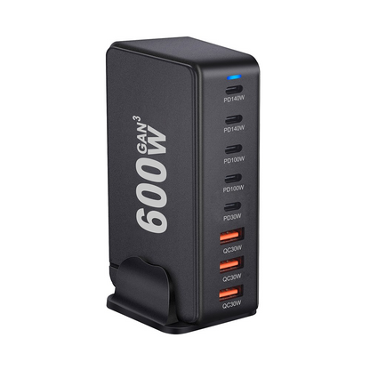 OEM Ladestation Ladegerät, 600W, 4 x USB-A - 4 x USB-C, Schwarz