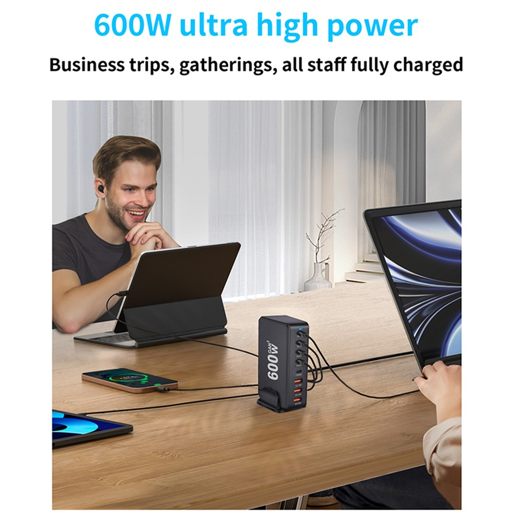 OEM Station Charger, 600W, 4 x USB-A - 4 x USB-C, White