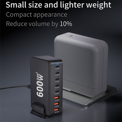 OEM Ladestation Ladegerät, 600W, 4 x USB-A - 4 x USB-C, Schwarz