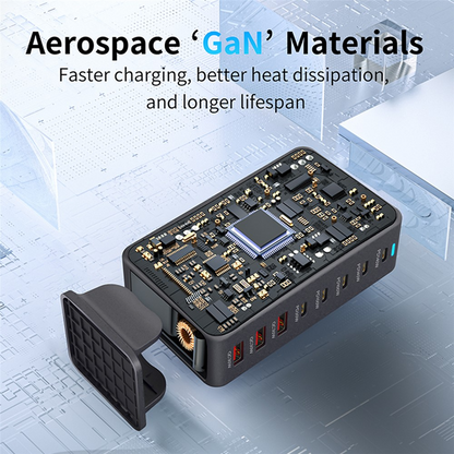 OEM Ladestation Ladegerät, 600W, 4 x USB-A - 4 x USB-C, Schwarz