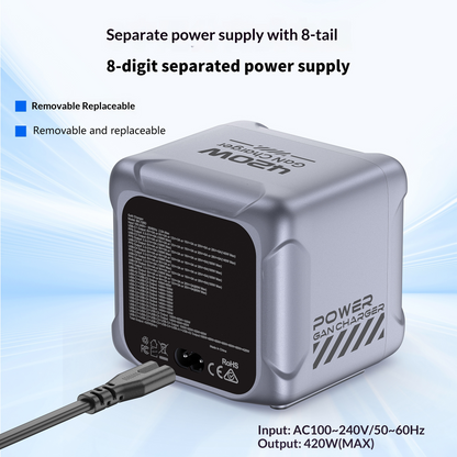 OEM BK-126D Station Charger, 140W, 5A, 2 x USB-A - 6 x USB-C, Gray