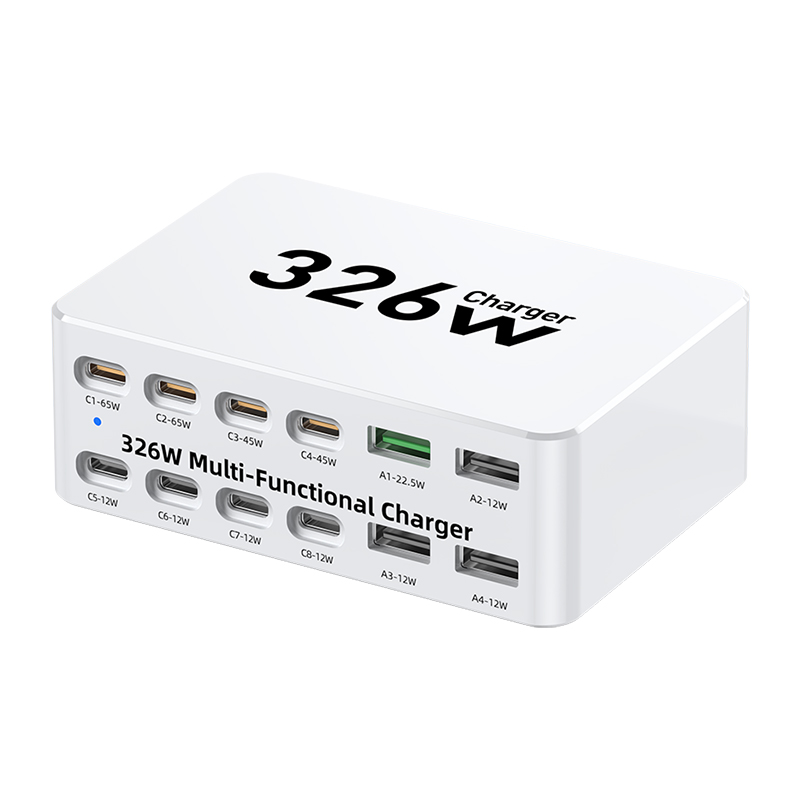 OEM-Ladestation WLX-818E, 326W, 3,25A, 4 x USB-A - 8 x USB-C, Weiß