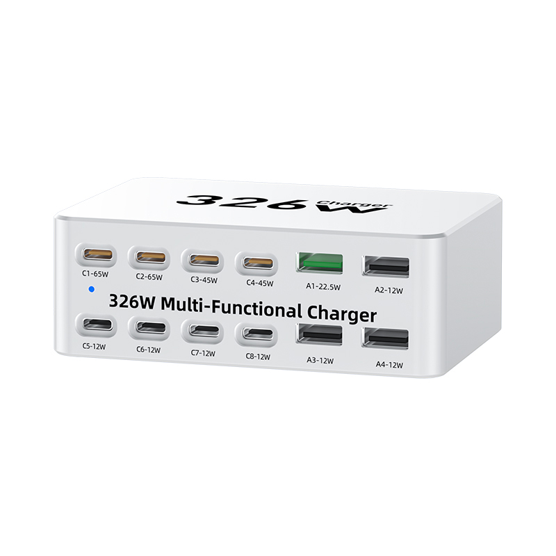 OEM-Ladestation WLX-818E, 326W, 3,25A, 4 x USB-A - 8 x USB-C, Weiß