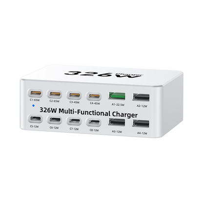 OEM-Ladestation WLX-818E, 326W, 3,25A, 4 x USB-A - 8 x USB-C, Weiß