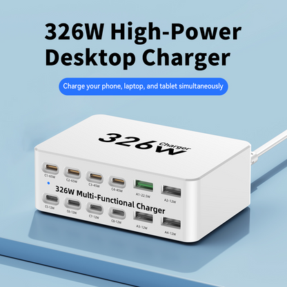 OEM-Ladestation WLX-818E, 326W, 3,25A, 4 x USB-A - 8 x USB-C, Weiß