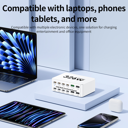 OEM-Ladestation WLX-818E, 326W, 3,25A, 4 x USB-A - 8 x USB-C, Weiß