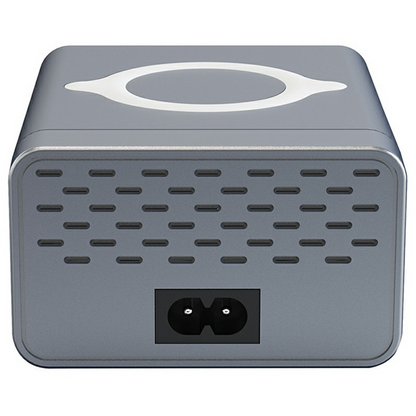 OEM Ladestation WLX-M3 QI Ladegerät, 80W, 4 x USB-A - 4 x USB-C, Grau