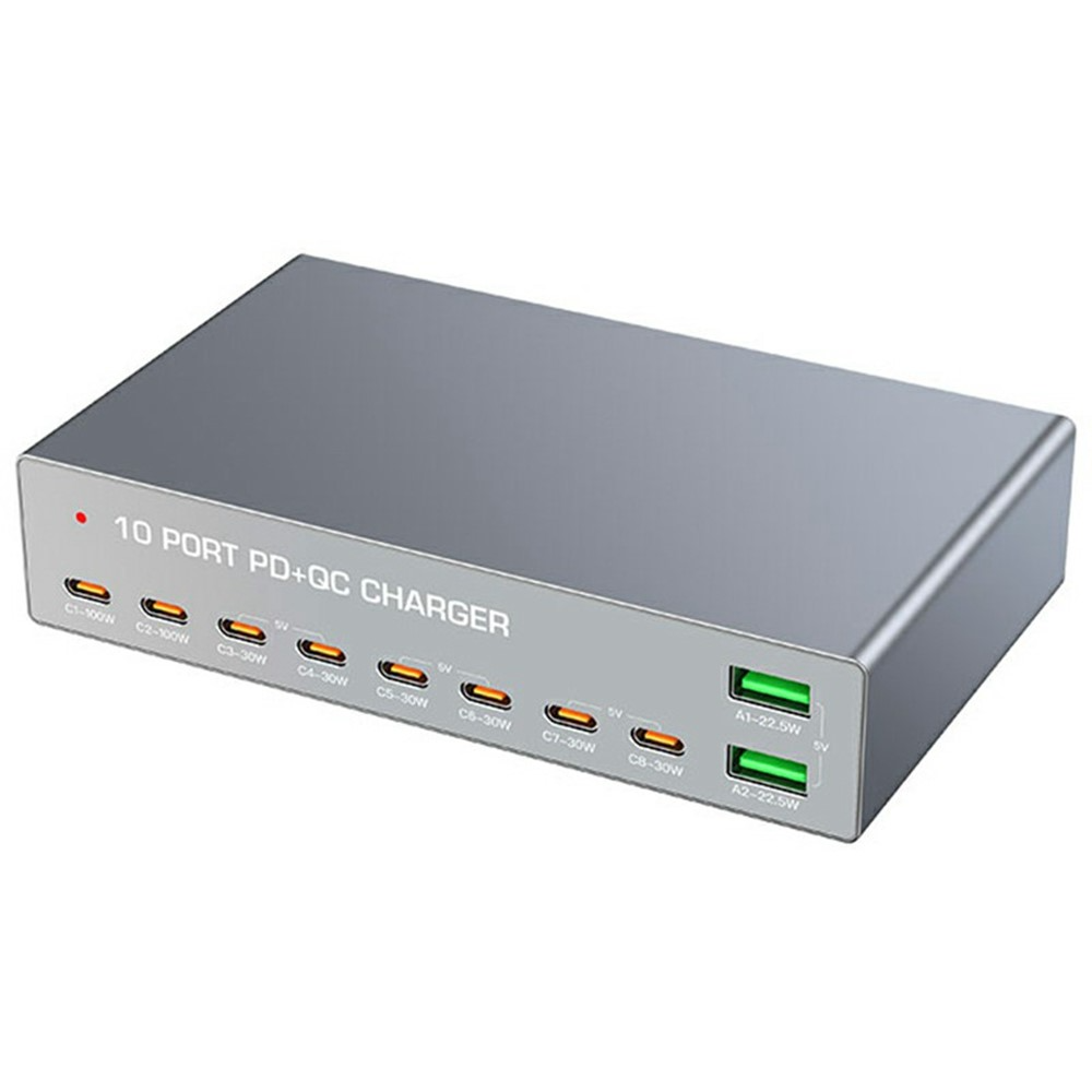 OEM-Ladestation WLX-X6Y, 140W, 5A, 2 x USB-A - 8 x USB-C, Silber