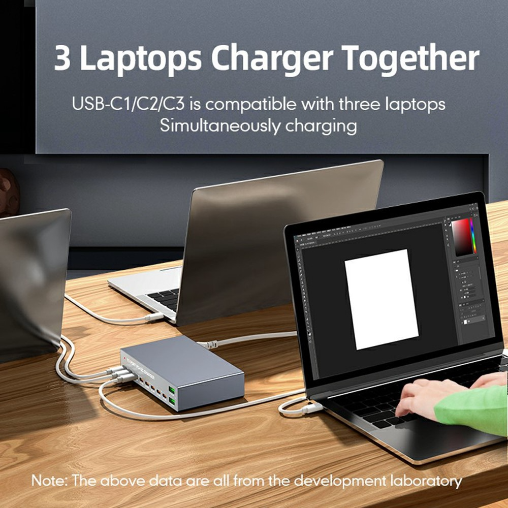 OEM-Ladestation WLX-X6Y, 140W, 5A, 2 x USB-A - 8 x USB-C, Silber