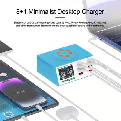 Ladestation Relife RL-309AW, 100W, 5A, 2 x USB-C - 6 x USB-A, Blau