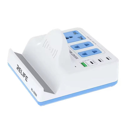 Relife RL-309H QI Ladestation Ladegerät, 72W, 1 x USB-A - 3 x USB-C, Weiß