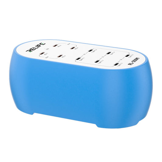 Relife RL-309M Ladestation Ladegerät, 72W, 10 x USB-C, Blau