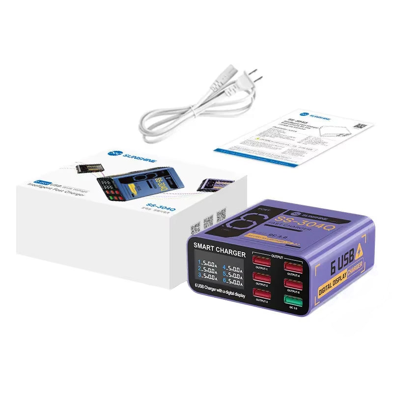 Ladestation Sunshine SS-304Q, 30W, 3.5A, 6 x USB-A, Lila