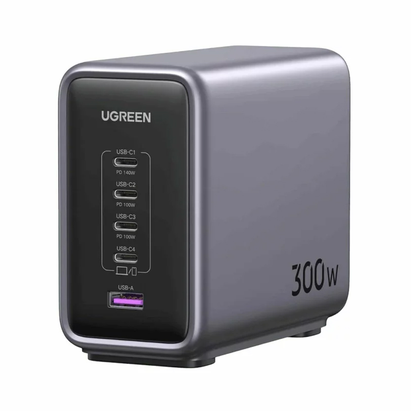 UGREEN CD333 Nexode Ladestation, 300W, 5A, 1 x USB-A - 4 x USB-C, Grau, Wiederverpackt